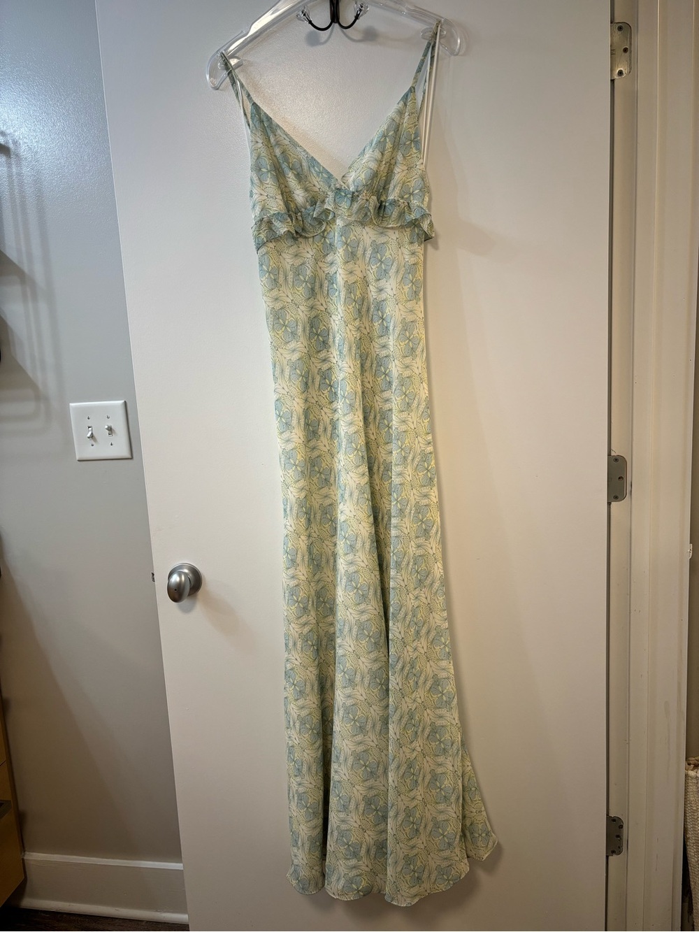 Max Studio Floral Maxi Dress in Mint Green & Pale Yellow